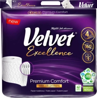 VELVET toaletný papier excellence White 9ks/4vr