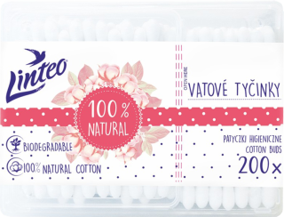 LINTEO vatové tyčinky papierové box 200ks