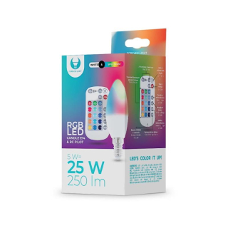 Forever LED žiarovka E14 C37 RGB 5W s diaľkovým ovládaním biela / RTV003565