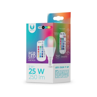 Forever LED žiarovka E14 G45 RGB 5W s diaľkovým ovládaním biela / RTV003566