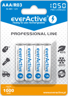 everActive professional line R03/AAA Ni-MH 1050 mAh - 4ks
